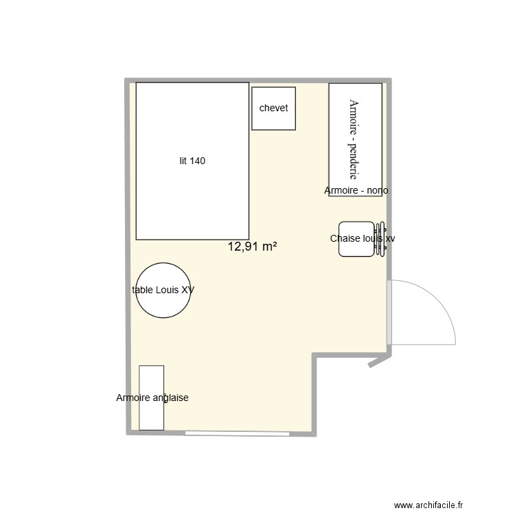 CHAMBRE DU HAUT. Plan de 1 pièce et 13 m2