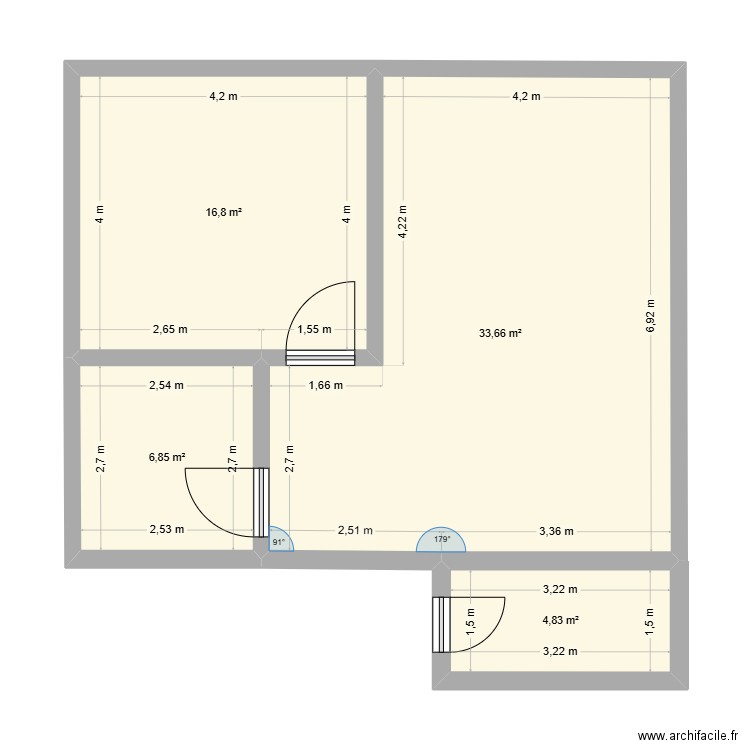 Faniry. Plan de 4 pièces et 62 m2