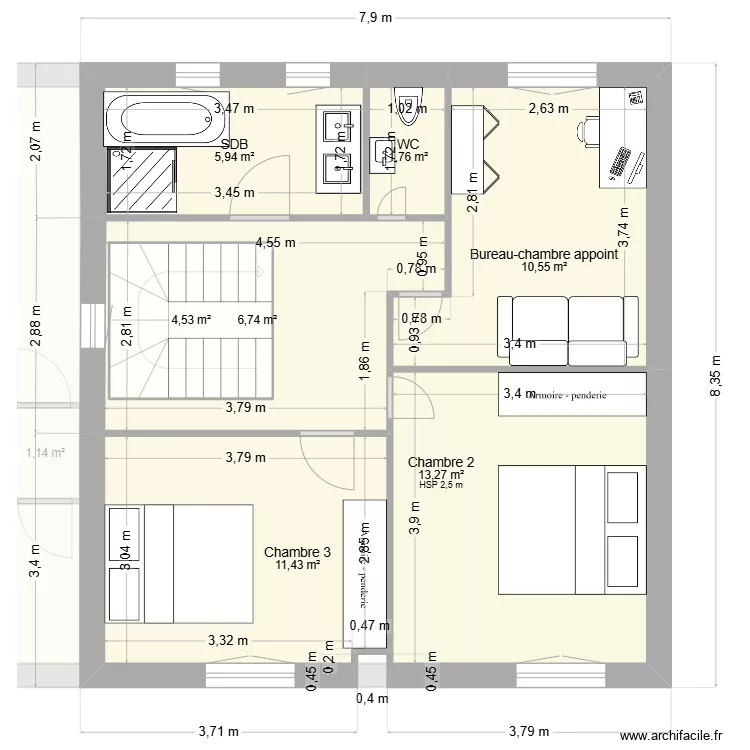 Plan maison avec modification (proposition Colette). Plan de 