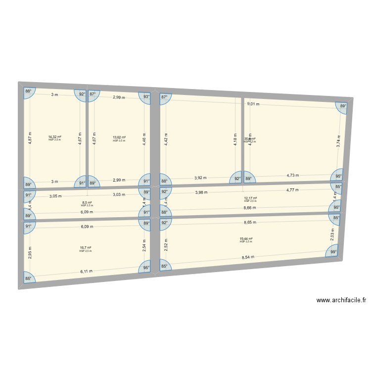 grand appartement etage. Plan de 7 pièces et 121 m2