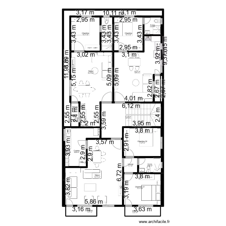 Felina 3. Plan de 17  et 191 m²