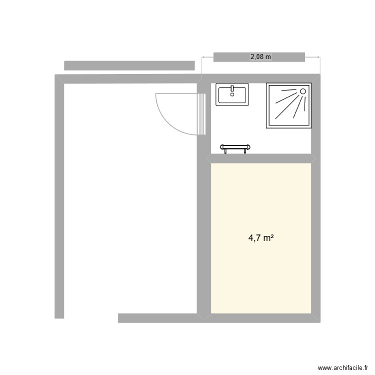 SALLES D EAU HAUT. Plan de 1 pièce et 5 m2
