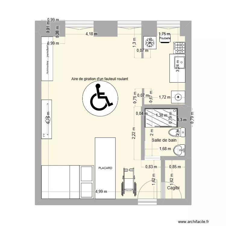 Logement. Plan de 3  et 41 m²