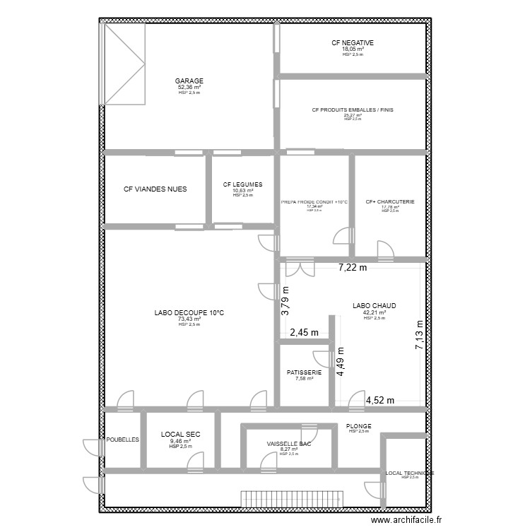 Labo Huet base pièces. Plan de 16 pièces et 348 m2