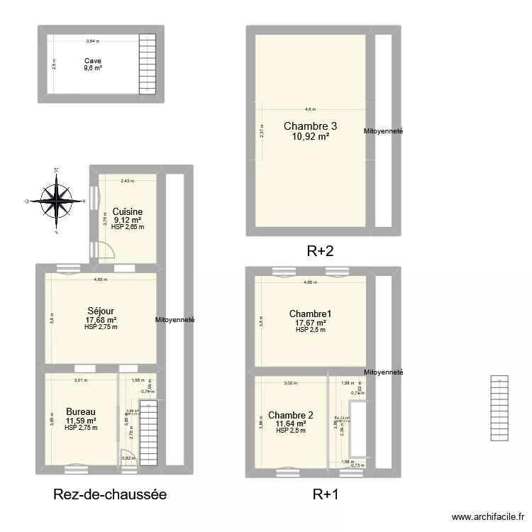 Guilbert. Plan de 17  et 148 m²