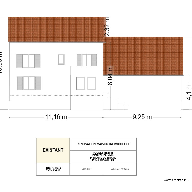 FOUBET ISABELLE Façade Arrière (NO). Plan de 0 pièce et 0 m2