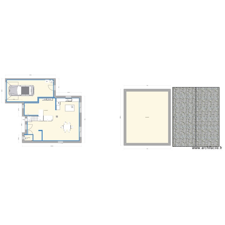 Plan modifié. Plan de 3 pièces et 157 m2