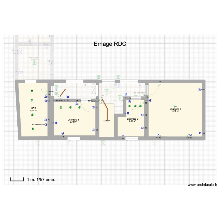 ernage simon 1°etage. Plan de 0 pièce et 0 m2