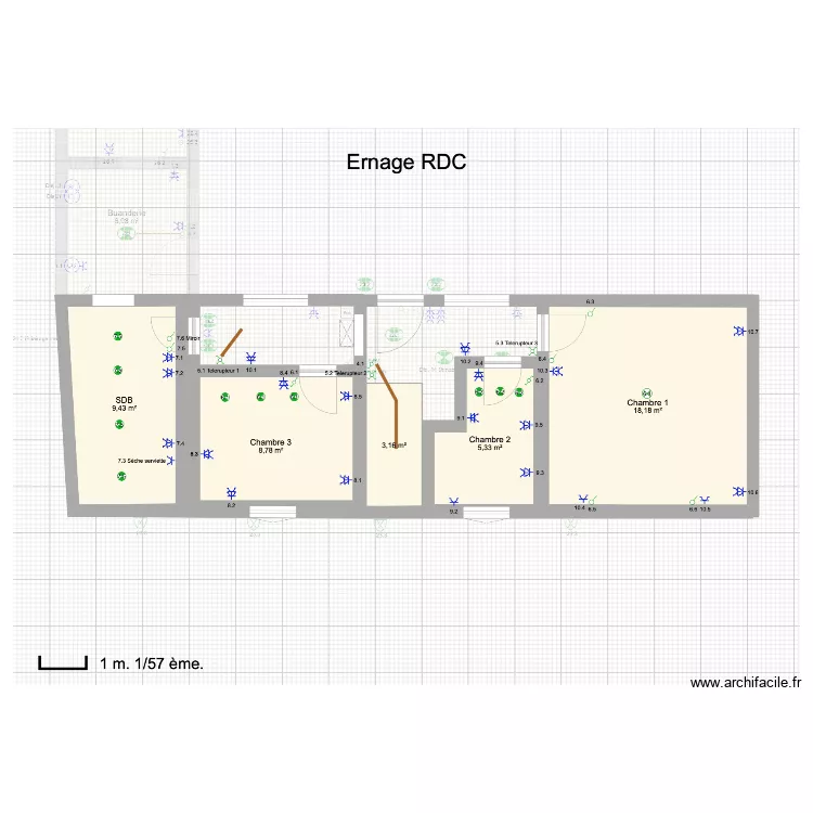 ernage simon 1&deg;etage. Plan de 
