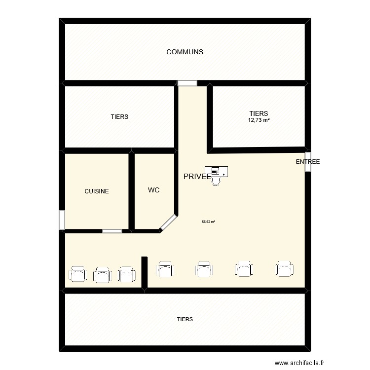 L' ATELIER COIFFURE. Plan de 7 pièces et 161 m2