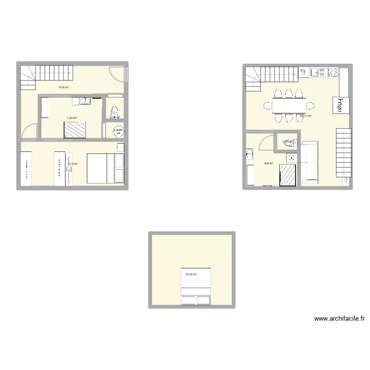 moi. Plan de 8  et 84 m²