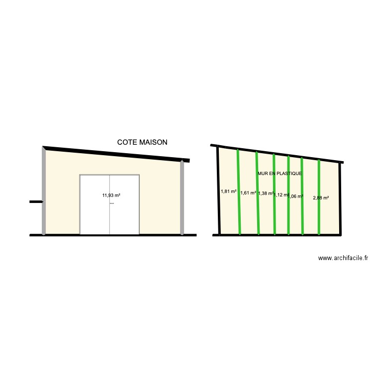 coté MAISON. Plan de 7 pièces et 22 m2