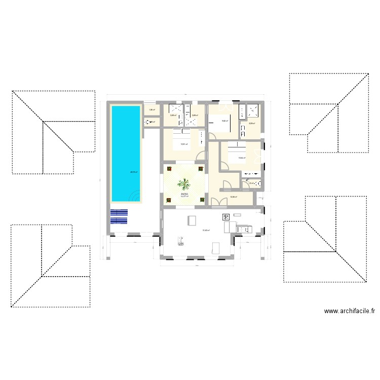 patio 4,5 3,75  4,5. Plan de 13 pièces et 154 m2