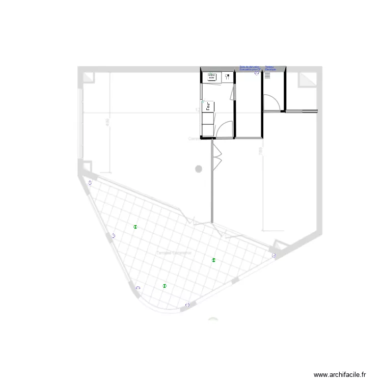 Local V23. Plan de 3 pièces et 12 m²