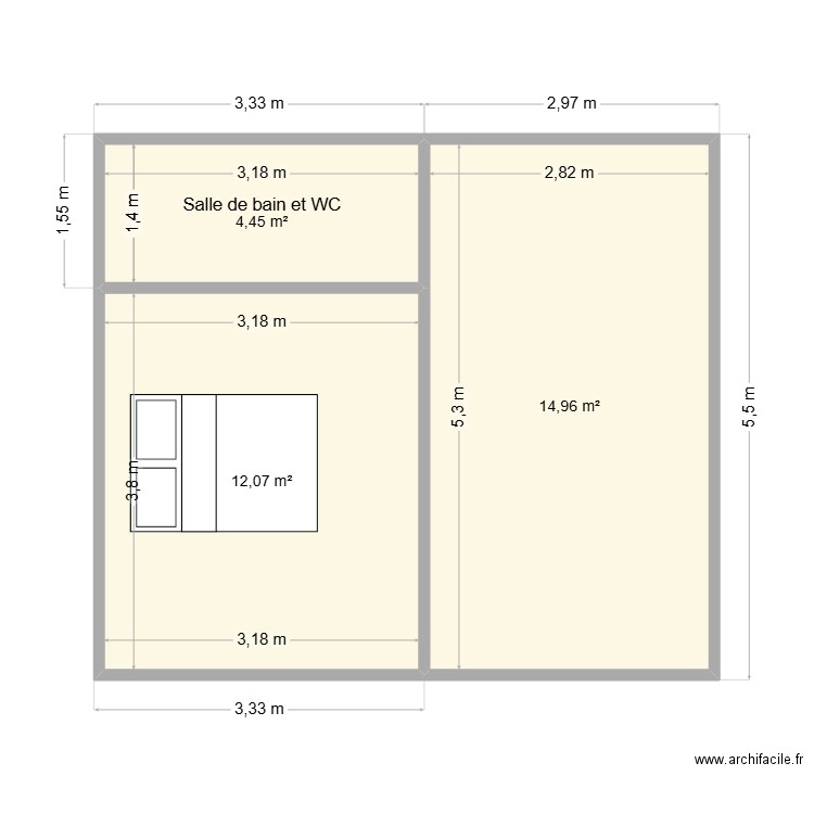 Maison abeille 2. Plan de 3 pièces et 31 m2