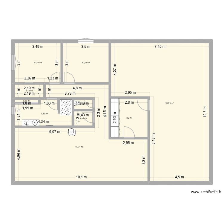 maison. Plan de 10 pièces et 147 m2
