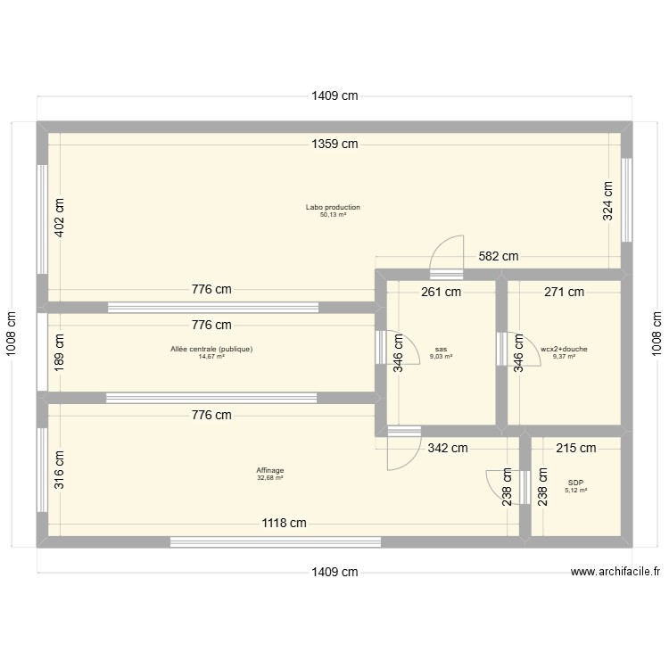 Labo 3/1. Plan de 6 pièces et 121 m2