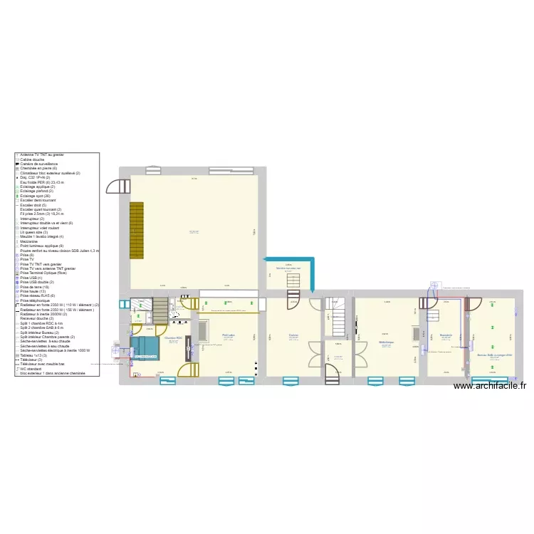 R&eacute;novation des 3 chambres fa&ccedil;ade 4. Plan de 25 Pièces et 398 m²