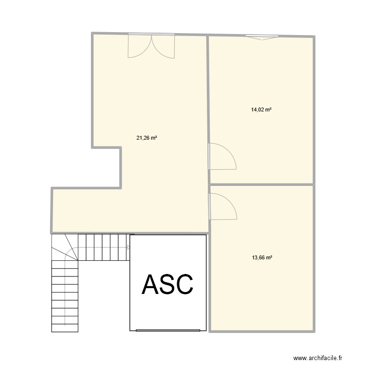 plan rdc mansard. Plan de 3 pièces et 49 m2