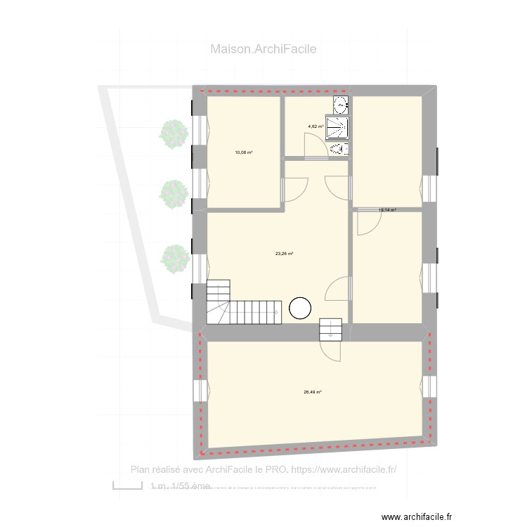 1er étage. Plan de 5 pièces et 84 m2