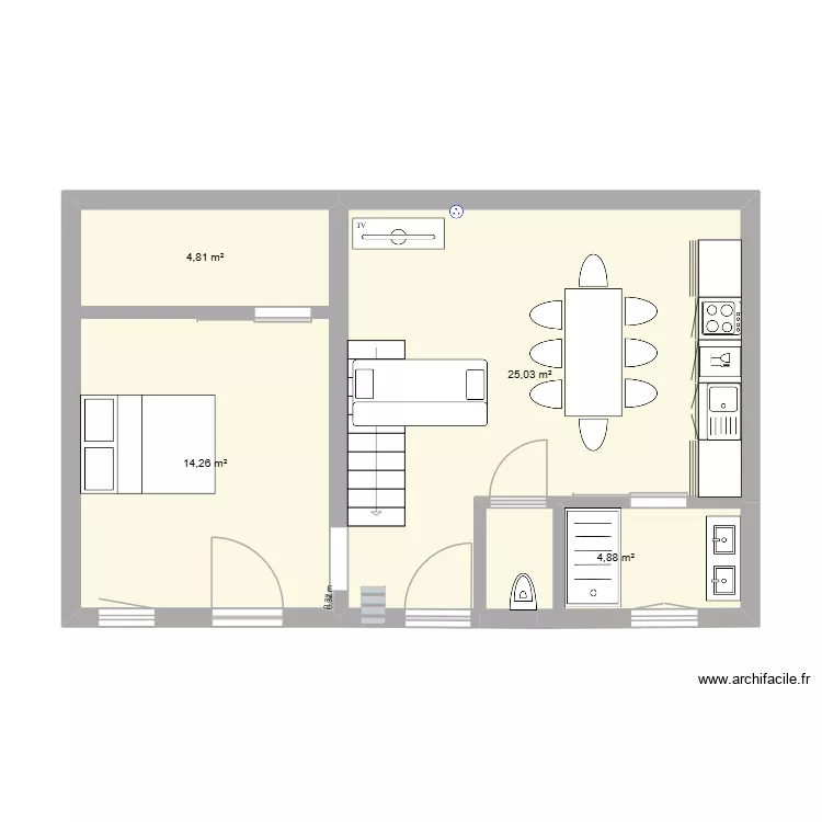 St Lazare - bas V6. Plan de 4  et 49 m²