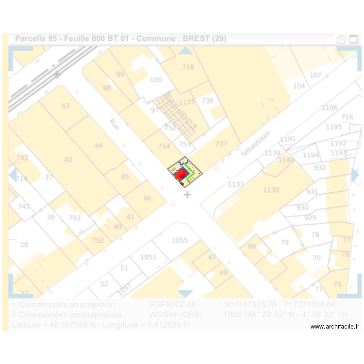 Plan erp. Plan de 5 pièces et 92 m2