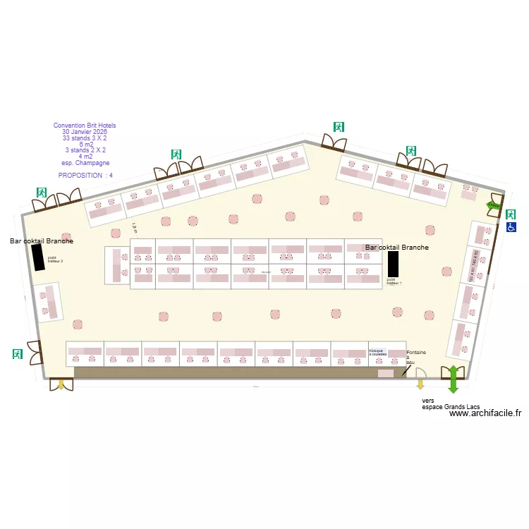 Convention Brit Hotels 30 Janvier 2026  espace champagne mise &agrave; jour apr&egrave;s &eacute;v&egrave;nement. Plan de 1  et 584 m²