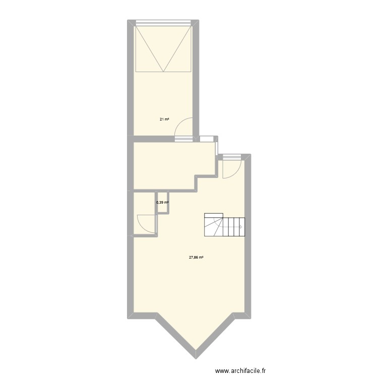 Maison RDC. Plan de 3 pièces et 49 m2