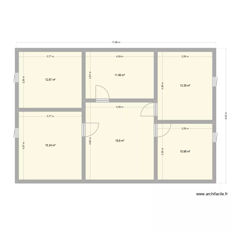 Premier JF. Plan de 6  et 83 m²