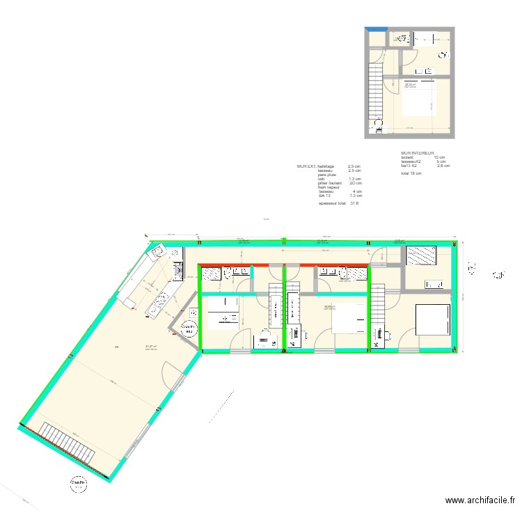 FOND3. Plan de 18 pièces et 253 m2