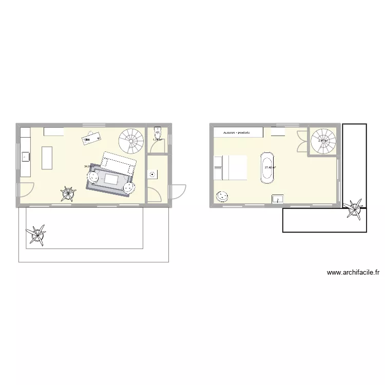 RC maison. Plan de 4  et 66 m²