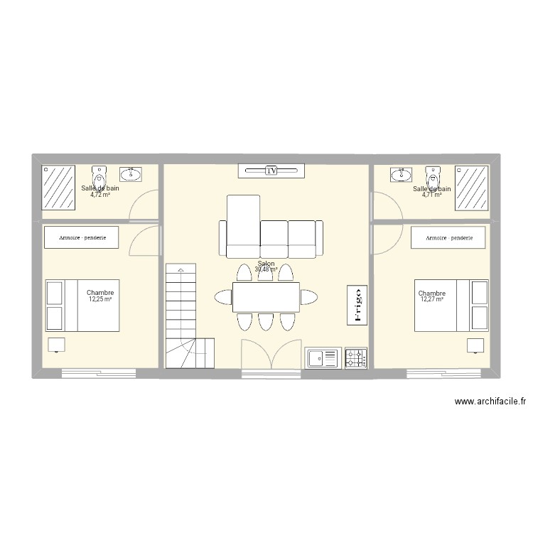 6×13 Ma maison. Plan de 5 pièces et 64 m2