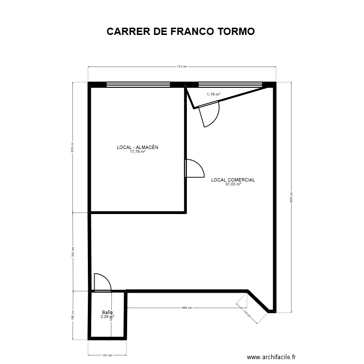 FRANCO TORMO 6-LOCAL-VALENCIA. Plan de 4 pièces et 58 m2