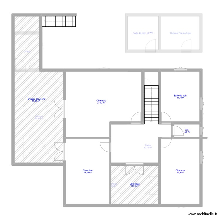 Villa F5 CHANE KONG. Plan de 18 pièces et 267 m2