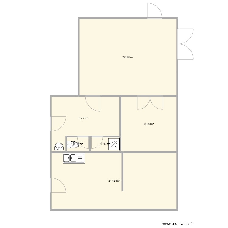 GAUGLIN ACTUEL. Plan de 6 pièces et 64 m2