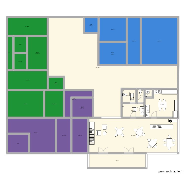 ETPoitiers. Plan de 28 pièces et 468 m2