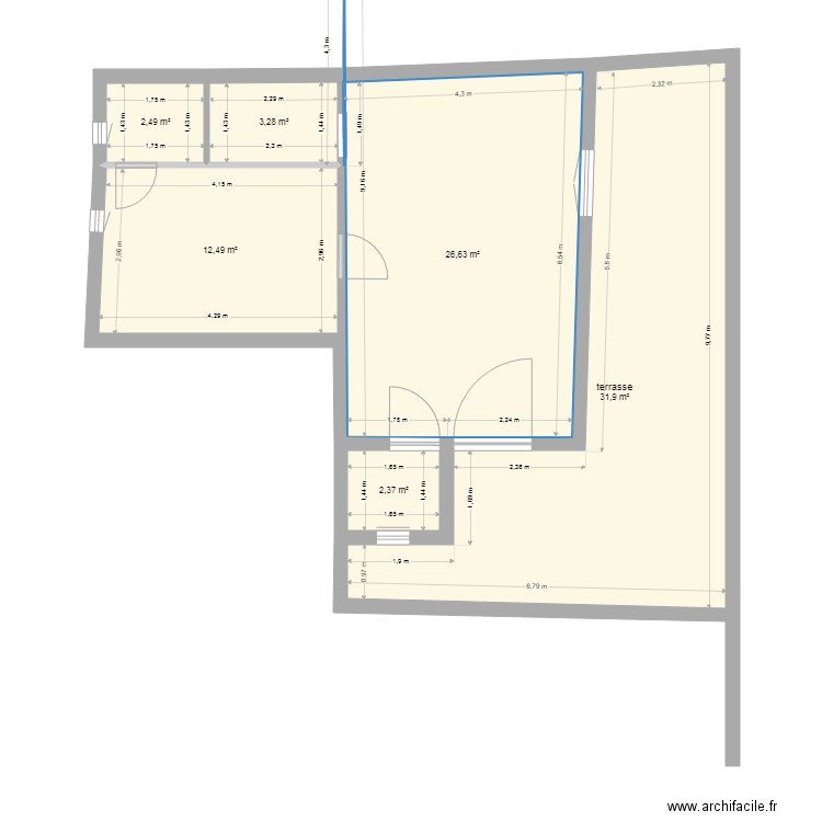gite droite. Plan de 0 pièce et 0 m2