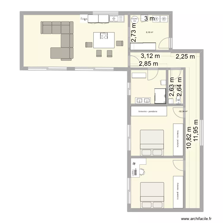 maison-1. Plan de 3  et 30 m²