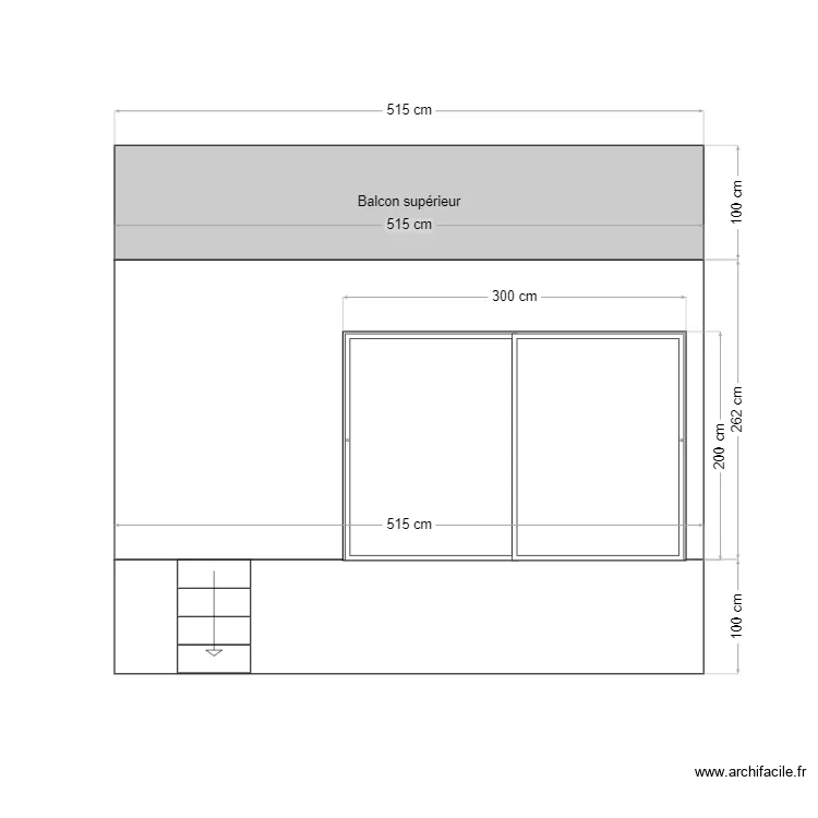 terrasse vue face. Plan de 