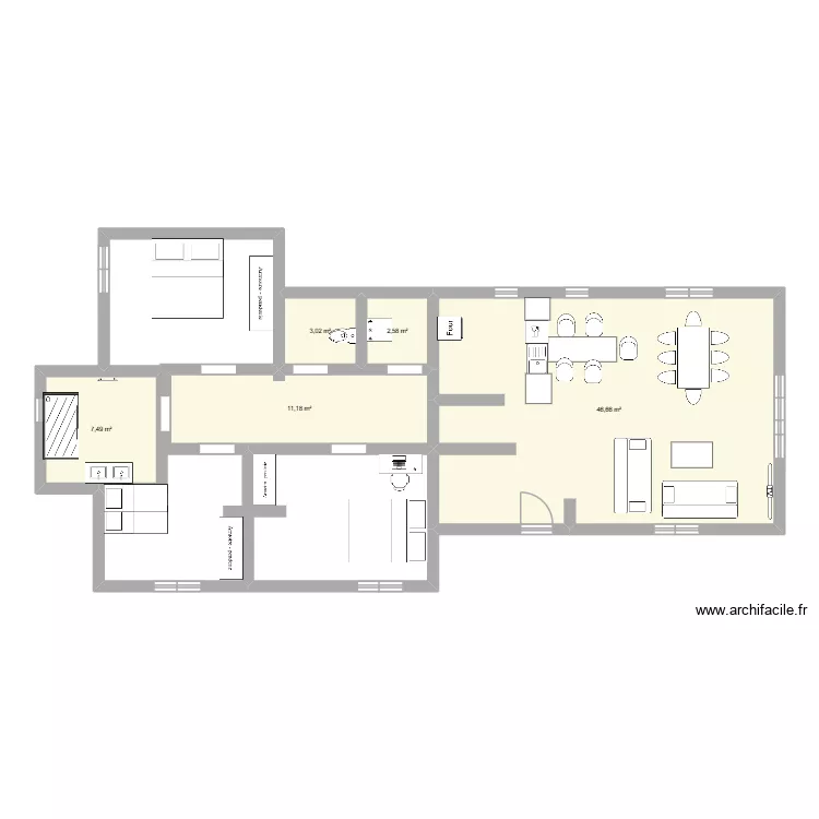 maison. Plan de 5  et 71 m²