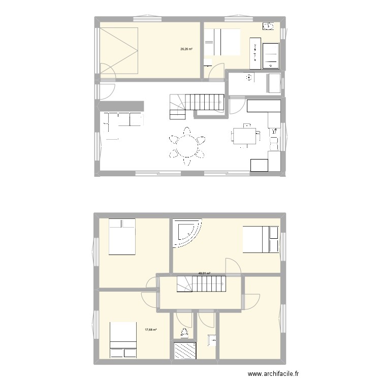 maison. Plan de 3 pièces et 93 m2