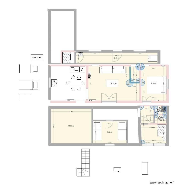 Le Couletprojet didier1. Plan de 8 pièces et 69 m2