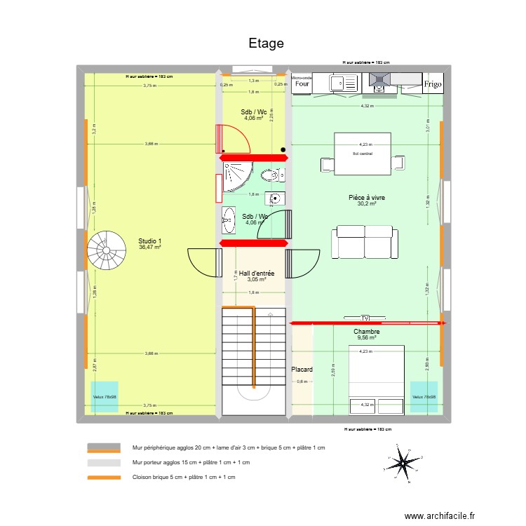 Tilleroyes F&R - Lien Romain. Plan de 46 pièces et 370 m2