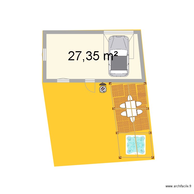 construction garage. Plan de 1 pièce et 27 m2