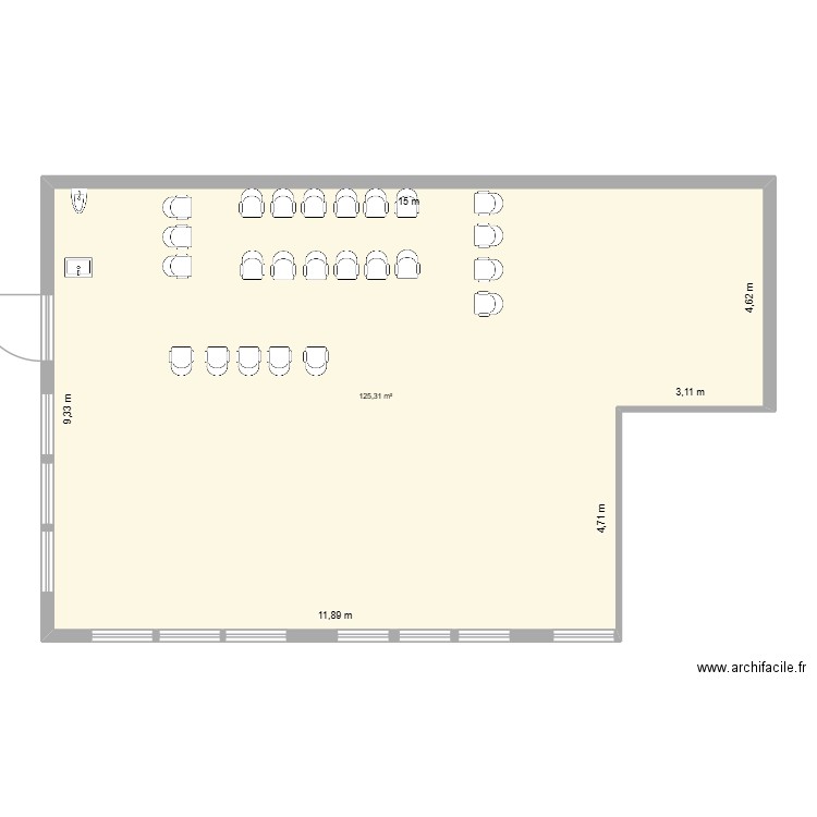 SOS Médecins vierge. Plan de 1 pièce et 125 m2