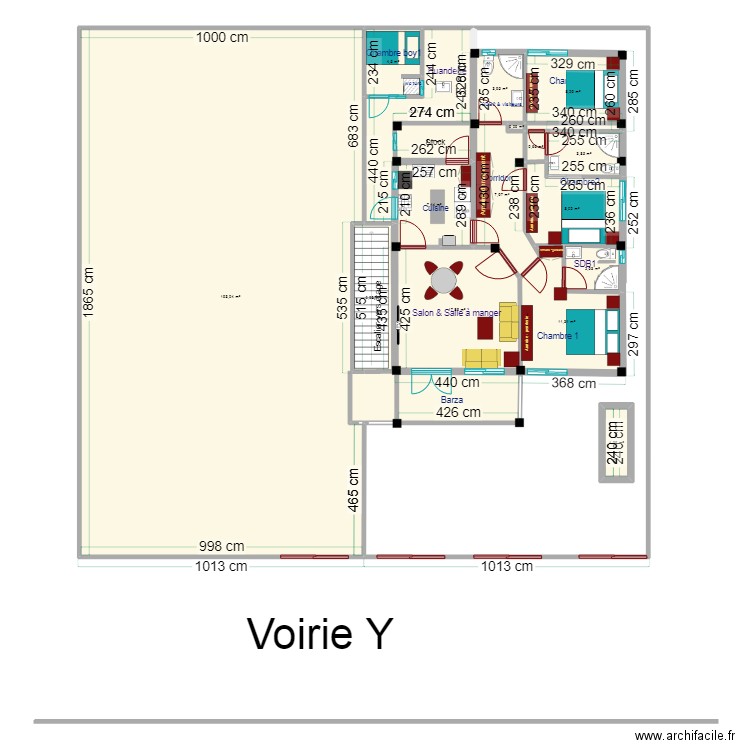 vue en plan Callixte Nyabugete IV disposition des colonnes. Plan de 17 pièces et 293 m2