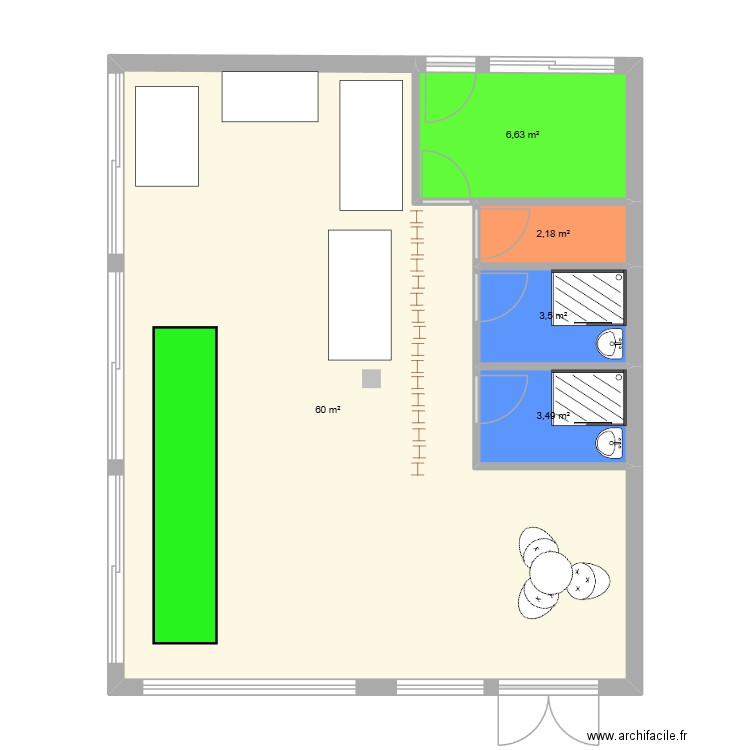 studio J. Plan de 5 pièces et 76 m2