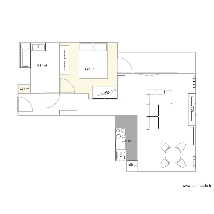 projet 2. Plan de 4 pièces et 18 m2