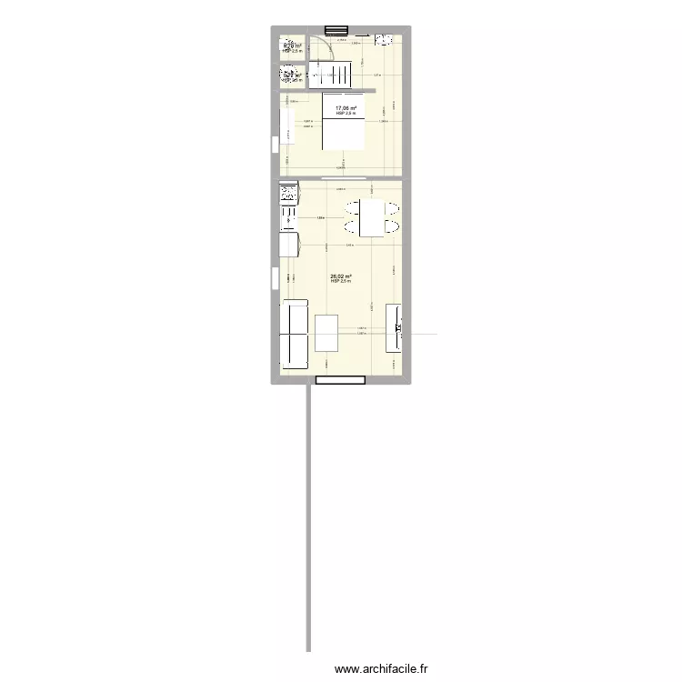 Location 2 R&eacute;nover B. Plan de 4  et 45 m²
