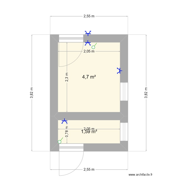 Annexes. Plan de 2 pièces et 6 m2